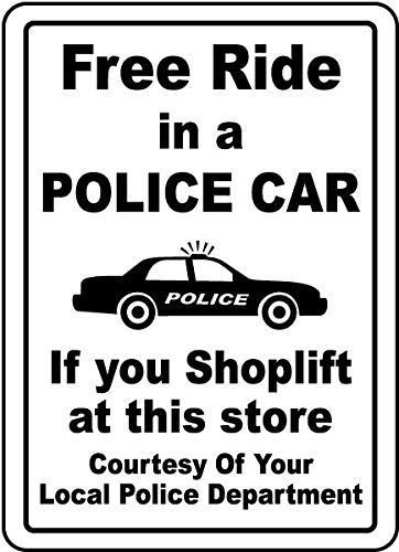 Free Ride In A Police Car Sign Property/Security Security Signs �������T�C�� Item2024-26806 ���^�� �u���L�Ŕ� 12 x 16�C���` �ǂ݂₷�����S�W�� ����/���O�p