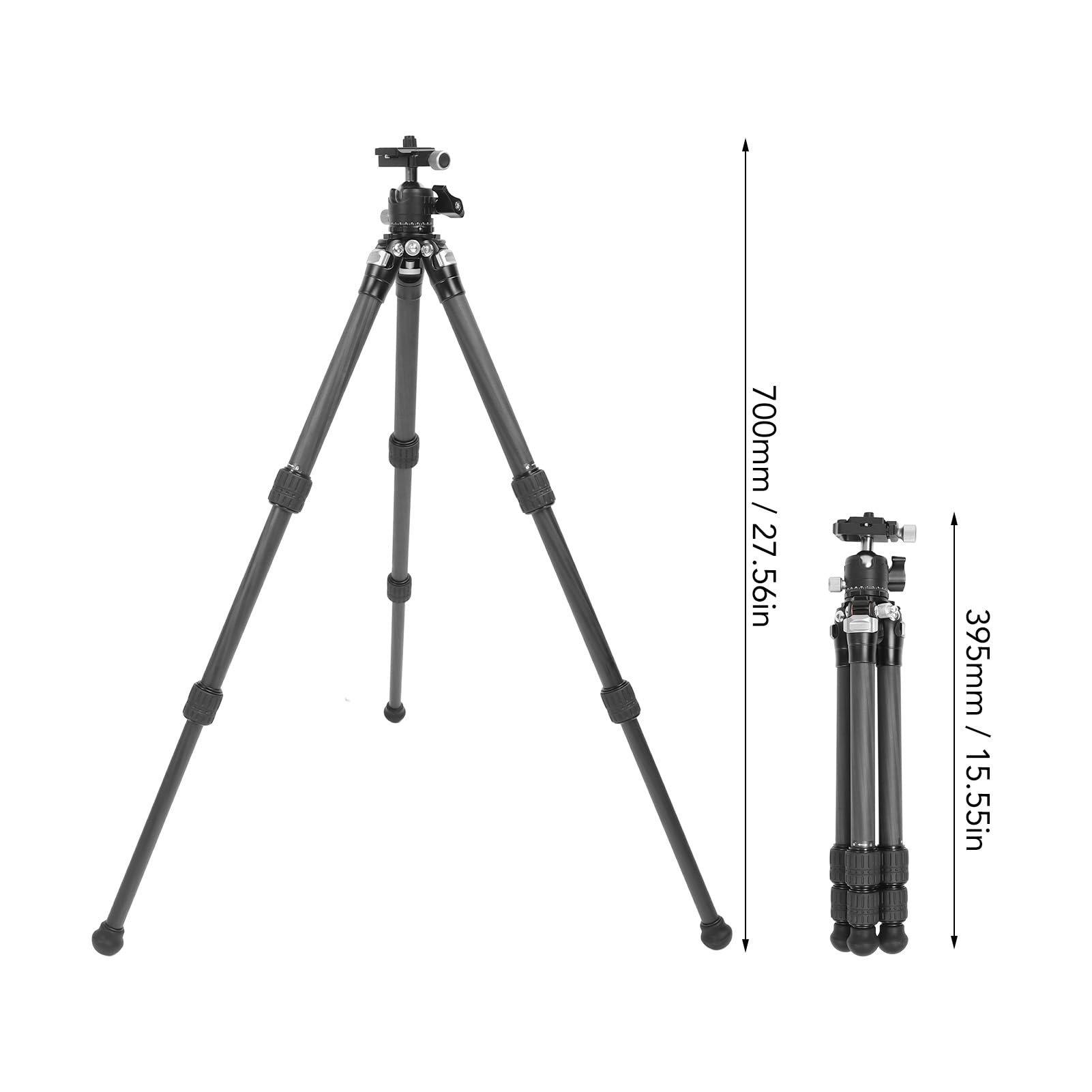 Srliya Treppiede Compatto per Fotocamera in Fibra di Carbonio con Gambe Regolabili, Ideale per la Fotografia Macro