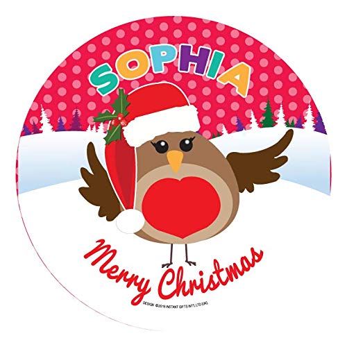 Christmas Dinner Plate - Robin Design - Name: Sophia