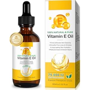 Vitamin E Oil, 100% Pure Natural Plant Extracts Vitamin E Oil for Skin, Face, Reduces Scars & Stretch Marks, Smooths Fine Lines & Wrinkles, Firms & Boosts Skin Elasticity – 60ml Body Oil (Pack of 1)