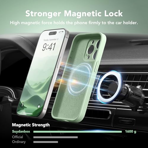 Image of Magnetic for iPhone 14 Pro Max Case, Compatible with MagSafe, [Full Camera Protection][Screen Protector] Silicone Shockproof Protective Phone Case for iPhone 14 Pro Max 6.7 inch, Light Cyan
