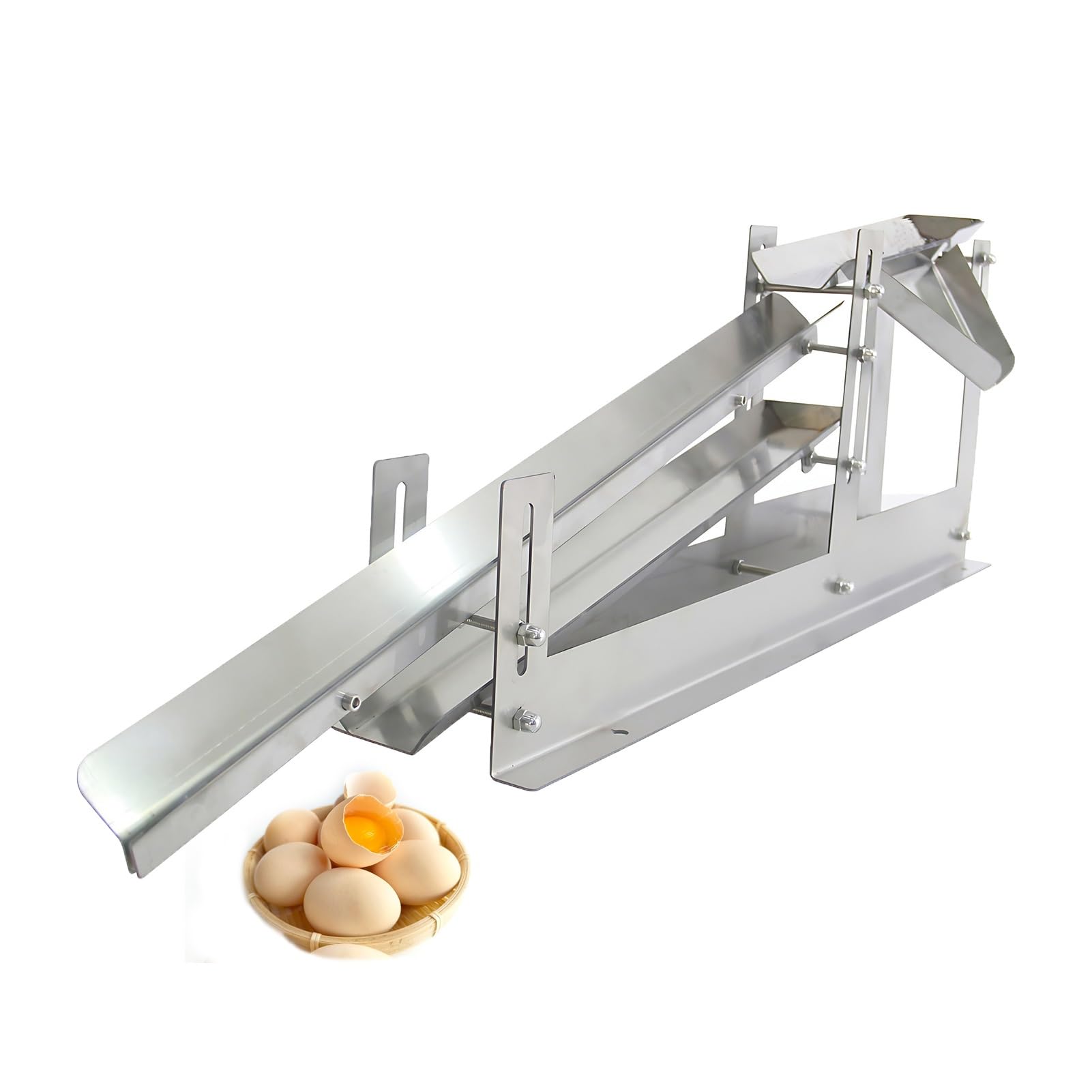 Separador de Huevos,Acero Inoxidable 304,600-1000 Pzs/h,Divisor de Yemas,Material Engrosado,Rampa Larga,Bandeja Descarga,Separador de Claras,Cocina Pastelería,Peso Fijo