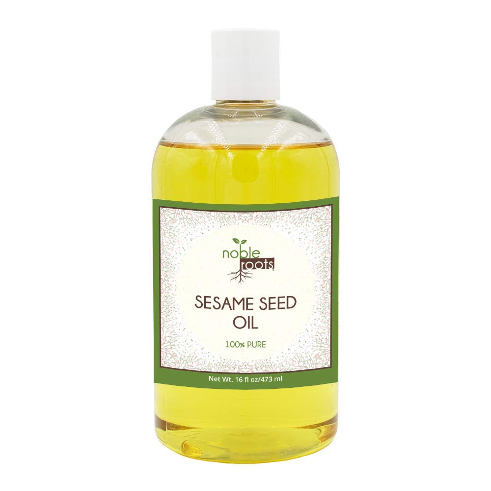 (16 fl oz) Sesame Seed Oil by Noble Roots for Hair and Skin Care, Massage Oil, Has Been Known to Be Great for Hot Oil Treatment, De-Tangler and Deep Conditioning