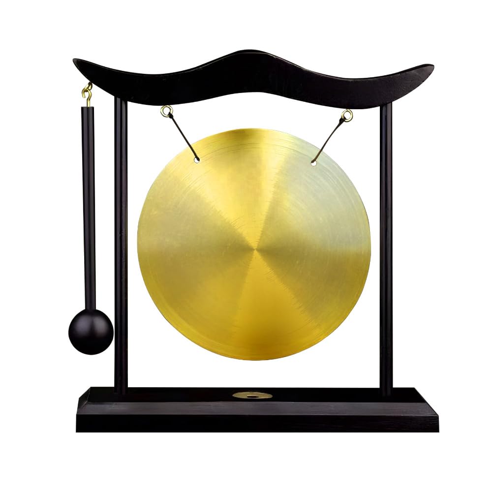 Brass Feng Shui Gong Percussion Instruments Handmade Brass Gong Zen Art Desktop Chinese Home Decor Office Decorative Ornament Housewarming Blessing Gift