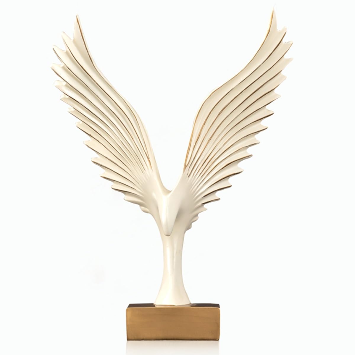 GHKryD statue, Bald Eagle Statue Unfurling Its Wings Ornaments Resin Sculptures Home Office Figurine Decor(White)