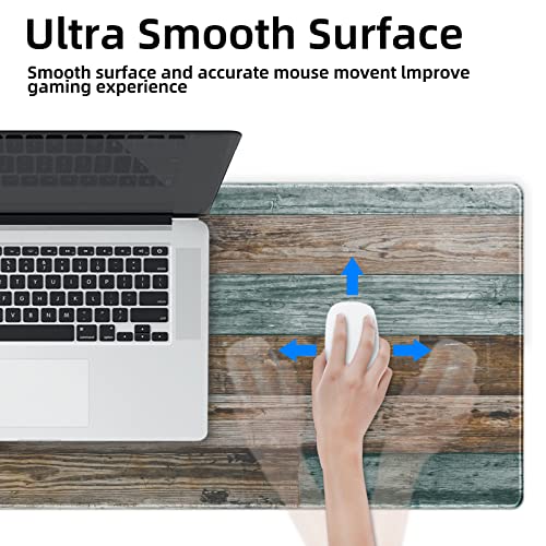 Galdas Gaming Mouse Pad Vintage Wood Grain Pattern Xxl Xl Large Mouse Pad Mat Long Extended Mousepad Desk Pad Non-Slip Rubber Mice Pads Stitched Edges Thin Pad (31.5X11.8X0.12Inch) #TOP4