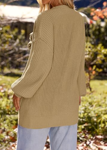 Image of MEROKEETY Long Sleeve Oversized Cardigan Sweaters for Women | Fall Winter Sweaters, Open Front, Chunky Knit, 2026 Casual Work Outerwear with Pockets
