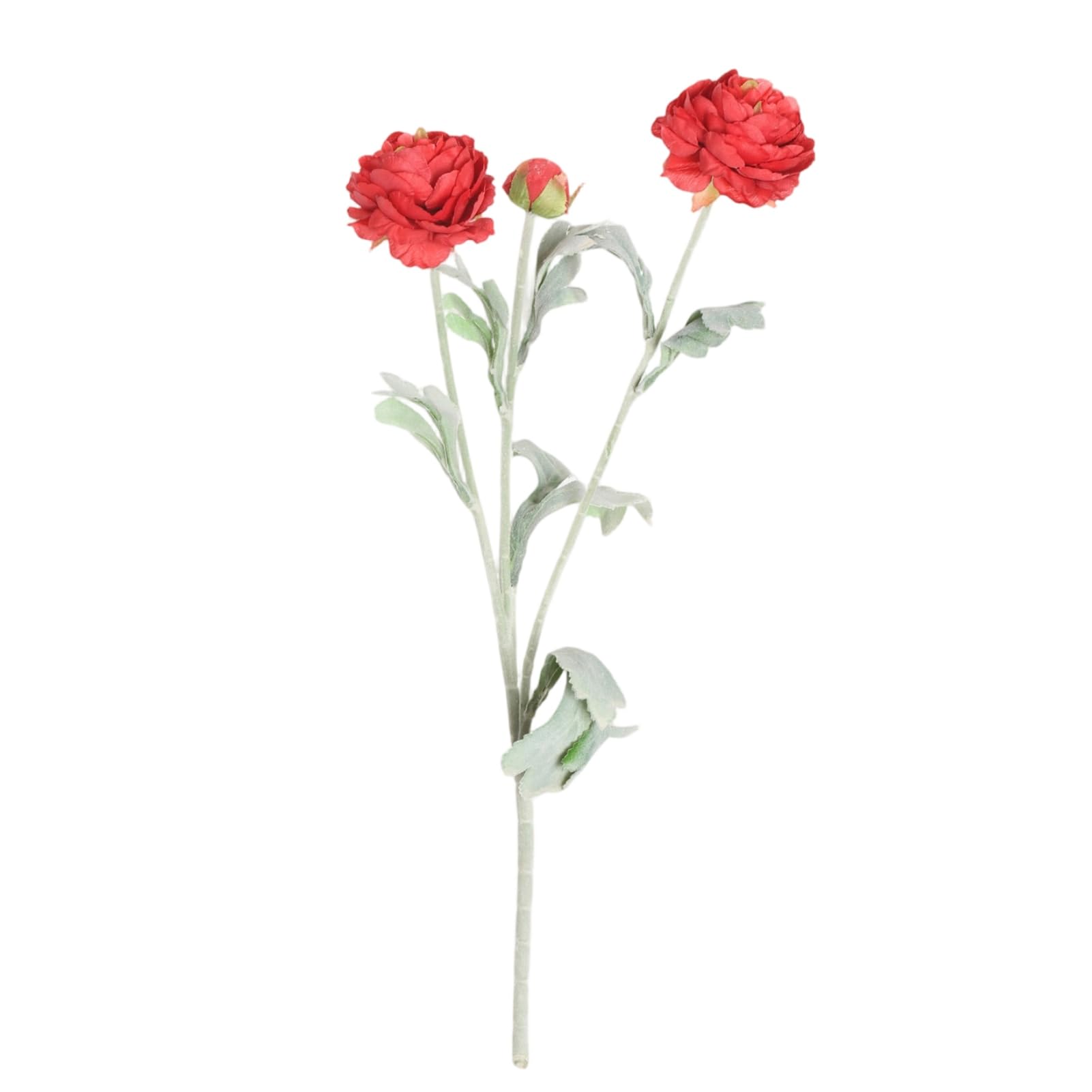 ZhzeYun Artificial Peony Flowers with 2 Heads & 1 Bud, Fake Peony Branch on Stem for DIY Wedding Bouquet, Home Office Table Centerpiece Decoration Red