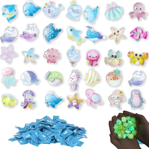 Mini Glow in The Dark Animal Resin Models 100PCS Resin Animals Mystery Bags Small Luminous Blind Bags Animal Figures for Decor Micro Garden Home Landscape Aquarium Gifts Party Individually Wrapped