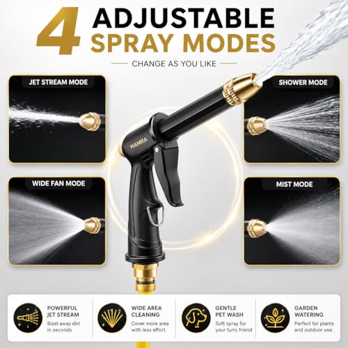 Image of Car Wash High Pressure Water Spray Gun, Adjustable Hose Pipe Jet Spray Nozzle with Trigger Lock for Garden Watering, Window Cleaning & Pet Bathing (1 Piece)