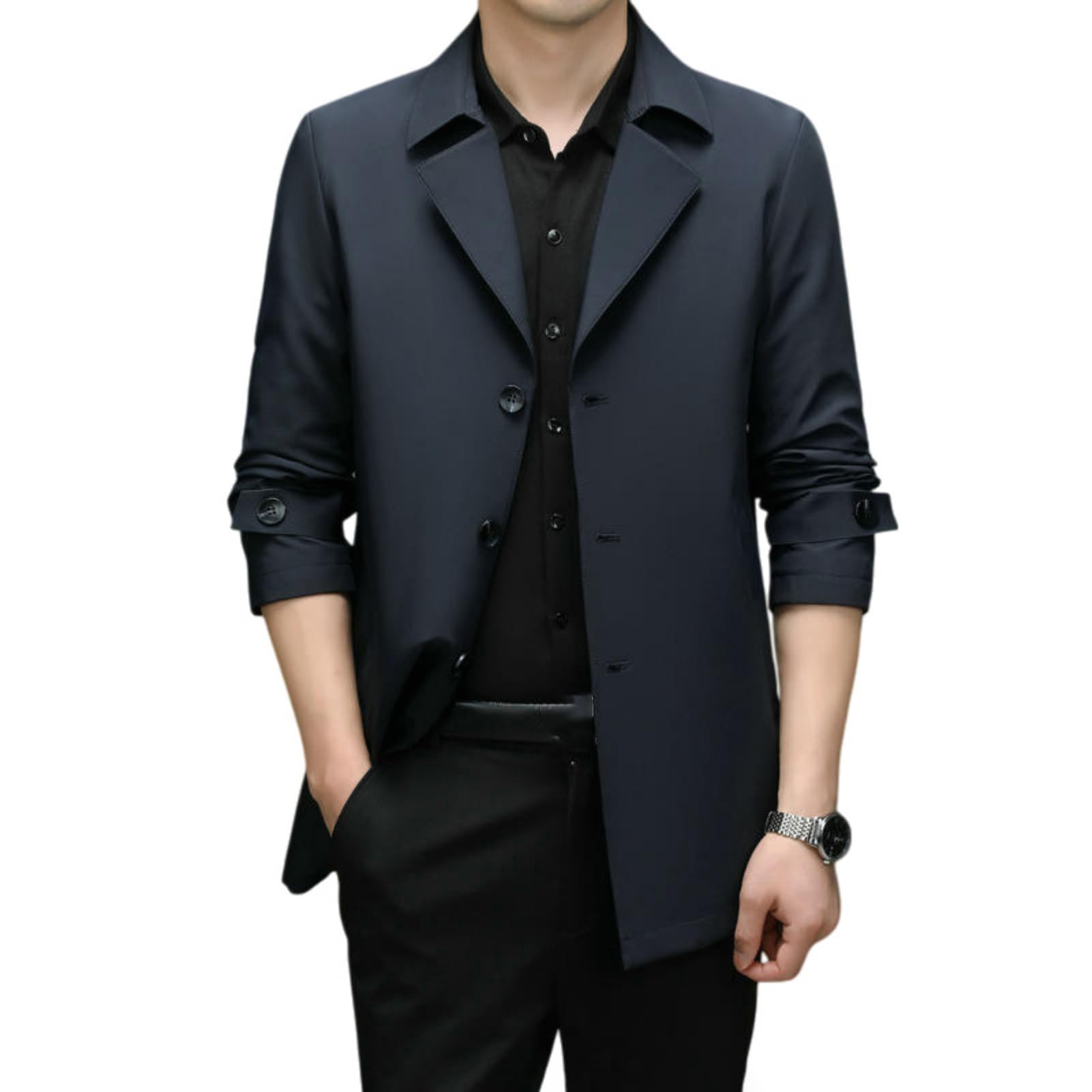 Traje medieval casual de hombre para abrigar con estilo y corte delgado azul oscuro S 6
