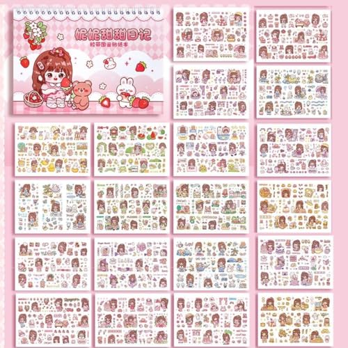 Image of FAMOUS QUALITY Stickers Book - 1000+ Stickers of Cute Japanese Style Girls - Self-Adhesive, Waterproof Aesthetic for Kids, Scrapbooking, DIY Projects