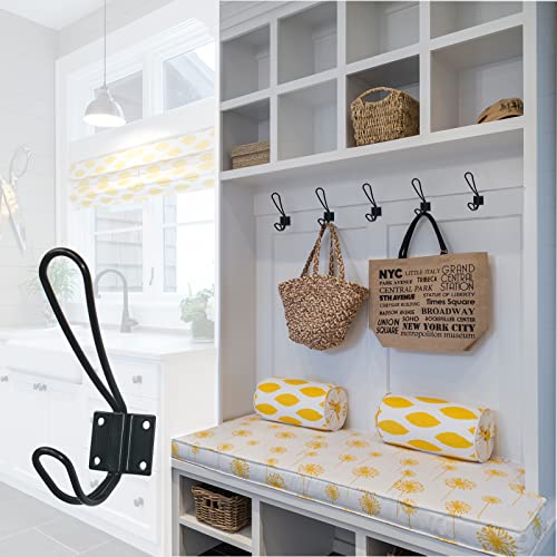 YMAISS-5-Packs-of-Rustic-Heavy-Duty-Double-Coat-HooksVintage-Wall-Mounted-HangersMetal-Decorative-Entryway-Hat-Hook-Black-Big-Farmhouse-Shabby-Chic-Hanging-Look-with-Screws-Included YMAISS 5 Packs of Rustic Heavy Duty Double Coat HooksVintage Wall Mounted HangersMetal Decorative Entryway Hat Hook Black Big Farmhouse Shabby Chic Hanging Look with Screws Included