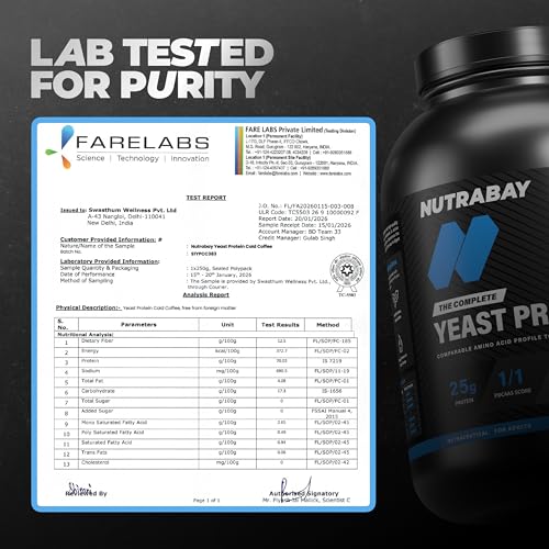Image of Nutrabay Fermented Yeast Protein Powder - 2kg, Cold Coffee | 25g Protein, 6.7g BCAA | 9 EAAs | PDCAAS 1 | Gut Friendly | Superior Muscle Growth | Higher Absorption | Sugar, Lactose & Soy Free