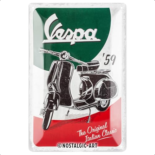 Nostalgic-Art Retro Blechschild, 20 x 30 cm, Vespa – The Italian Classic – Geschenk-Idee für Roller-Fans, Original Lizenzprodukt (OLP), aus Metall, Vintage Design, Blechschilder Sprüche