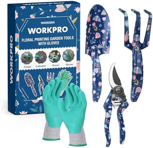 WORKPRO Aluminum Garden Tool Set, 4PCS Heavy Duty Hand Garden Too...