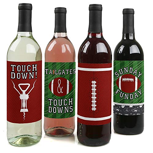 Étiquettes autocollantes pour bouteille de vin thème football américain lot de 4