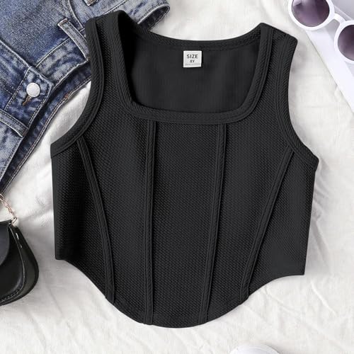 Girls Athletic Crop Tops Kids Square Neck Sleeveless Outdoor Athletic Tennis Dance Camisole T-Shirt Summer Tank Tops2