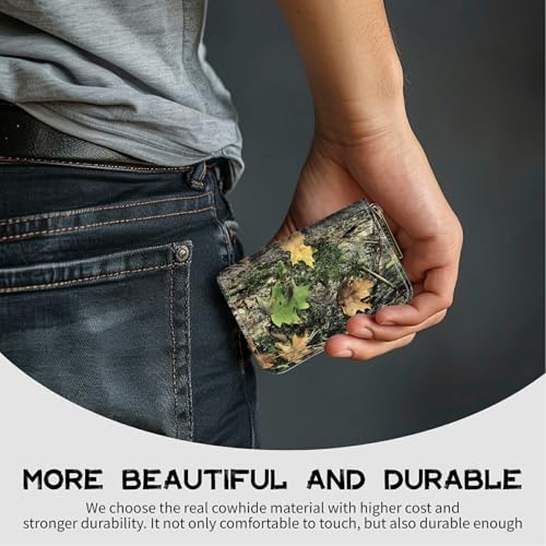 Image of Cute Credit Card Holder with Zipper, Camo Tree Leaf RFID-Blocking Card Case Small Wallet for Women Men, Multi-slot Card Organizer Case Travel Accordion Wallet