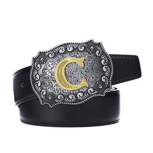 Image of HUABOLA CALYN Belt Buckle Men, Western Cowboy Rodeo Small Alphabet Letter ABCDMRJ to Z Initial Belt Buckles for Women