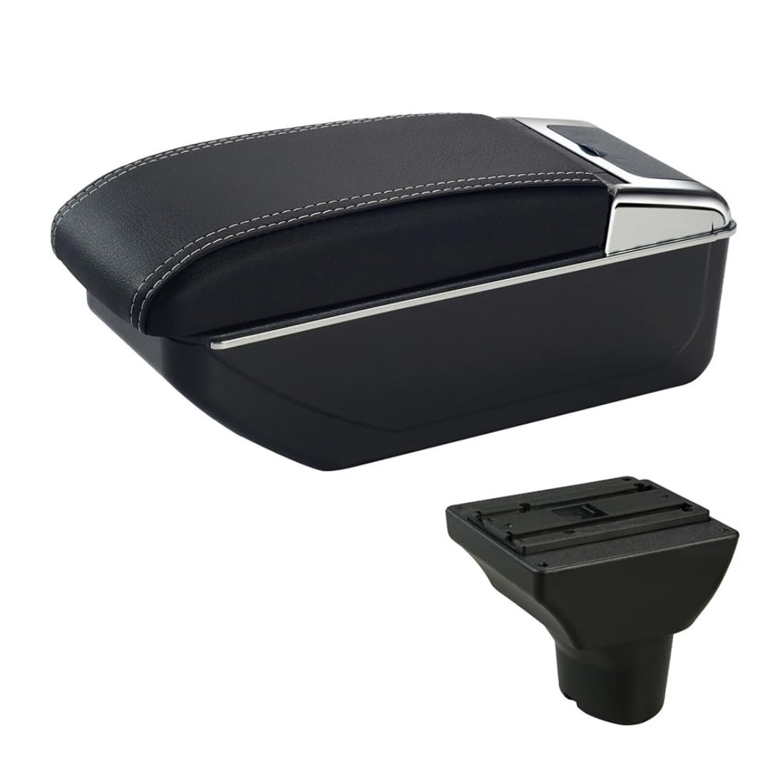 Toiumops Armrest for Hyundai I20 2012, Car Armrest Box Center Console Store Box(A3 White Line No USB)