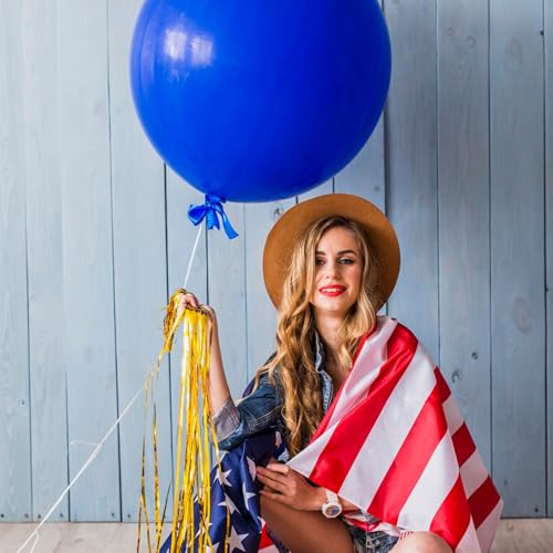 Image of Blue Balloons Blue Party Decorations 10 Pack 36 inch Round Royal Blue Balloons for Birthday Graduation Baseball Nautical 4th of July Independence Memorial Day Patriotic Party Decorations