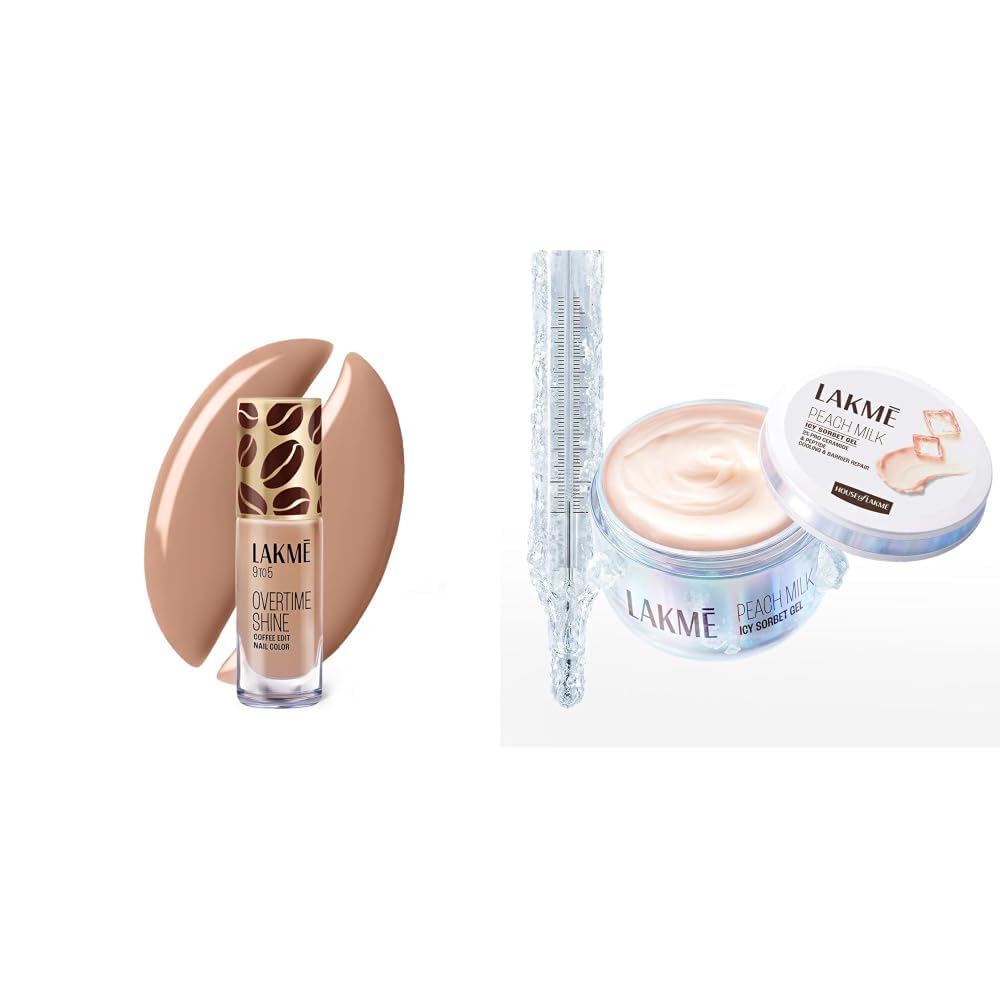 Lakme 9 to 5 Overtime Shine Nail Polish - Coffee Edit-07 Maple Macchiato 6ml Lakmē Peach Milk Icy Sorbet Gel: First Ever Cooling Face Moisturizer with 2% Pro-Ceramides, Peptides-picture-41