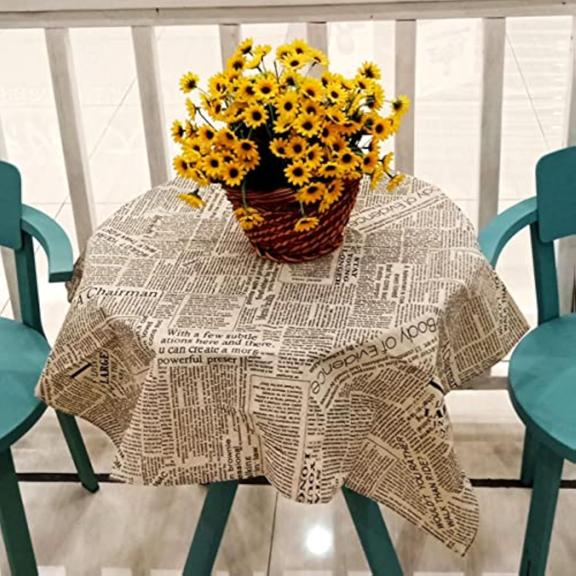 Newspaper Tablecloth Cotton Linen Square Printed Table Cloth