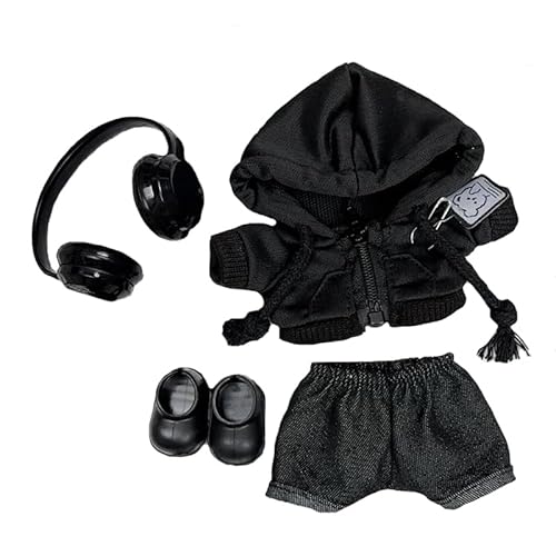 17cm着せ替えコスチューム、洋服、17cmぬいぐるみ、DIYアクセサリー、ドールコスチューム、かわいい、ラブブ対応着せ替えコスチューム、おしゃれでかっこいい衣装 (Black 05)