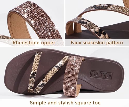Image of ONCAI Women's Slide Sandals Trendy Square Summer Flat Dressy Sandals for Women 2025 Cross Strappy Open Split-Toe Ring with Slip-on Rubber Soles