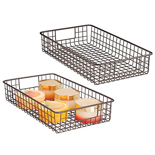 mDesign Farmhouse Decorative Metal Wire Bathroom Storage Organizer Bin Basket Holder Tray