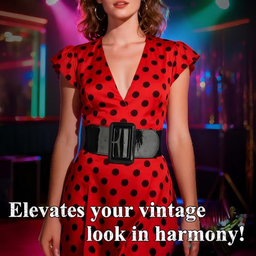 Image of VONMELLI Stretchy Wide Women Belts Elastic Vintage Belts for Women Fashion Ladies Waist Belt for Dress