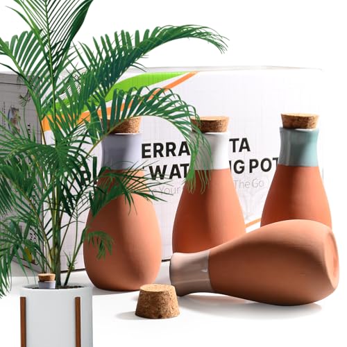 B SEPOR 4er-Pack Klassische Ollas Pflanzenbewässerungstöpfe - Terrakotta Selbstbewässernde Kugeln - Tropfsystem für Urlaub oder Ferien (400ml 4er-Pack)
