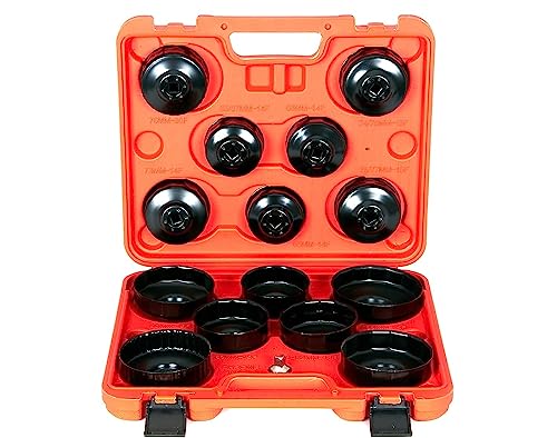 DAYUAN 15 pcs Universal Aluminium Oil Change Filter Cap Wrench Oil Filter Removal Socket Remover Tool Kit
