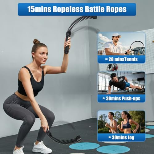 Weighted Ropeless Battle Rope, Cordless Battle Ropes for Home Gym, Workout Rope for Strength Building, Low-Impact HIIT Cardio for Men and Women, Can Be Assembled into a Fitness Stick by JETPICO - Image 5