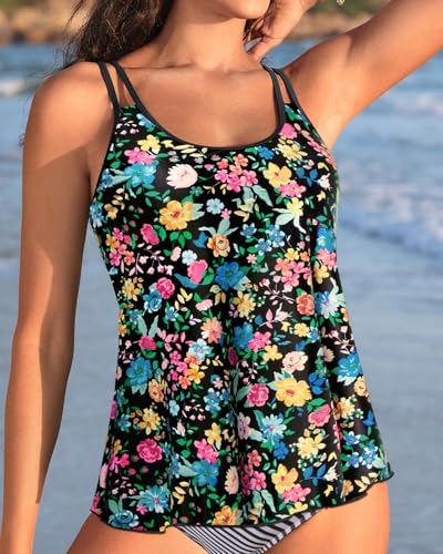 Image of Womens Flowy Tankini Tops Only - Modest Bathing Suit Loose Fit Swimsuit Swim Tops No Bottom 2025 (Available in Plus)