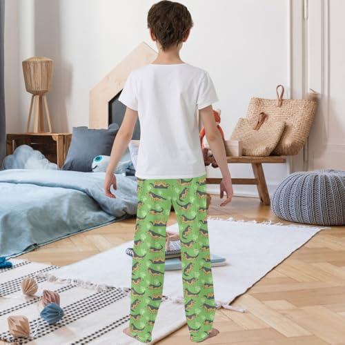 Boy's Pants Funny Dog Paw Prints Green Jogger Pants Elastic Waist Long Bottoms Trousers with Pockets 6-14 Years3
