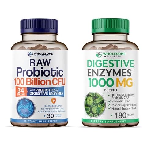 Wholesome Wellness Organic Probiotics 100 Billion CFU + Digestive Enzymes 1000mg with Prebiotics Bundle Cover