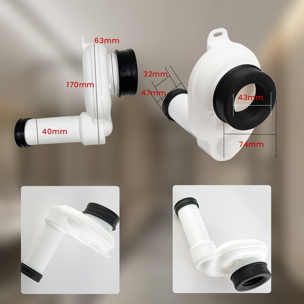Siphon d'urinoir horizontal DN50 x DN40/50, bonde d'écoulement d'urinoir - Raccord : horizontal