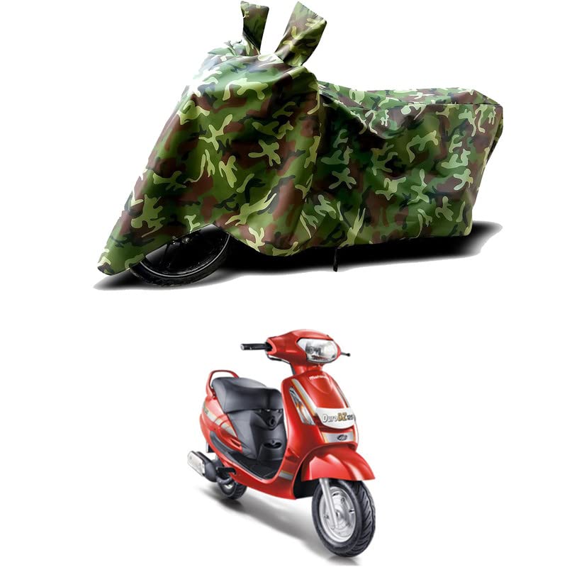 Image of 100% Water Resistant Full Bike Scooty Two Wheeler Body Cover Compatible for Mahindra Duro DZ /UV-Rays /Heat Protection /Birds Dropping /Scratchproof /Dust Proof /Waterproof /All Varient[Green MJ]