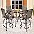 PHI VILLA 5 Piece Outdoor Bar Set, High Top Patio Table and Chairs with 4 Swivel Bar Stools (Grey) & Square Bar Bistro Table for Garden, Yard