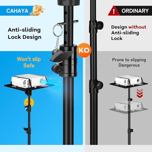 CAHAYA Beamer Ständer: Multifunktionaler Bodenständer mit Omni-Direktionalen Rollen und Tablett, Verstellbarer Höhe Projektor Ständer für Laptop Projektor Kamera Outdoor-Filme