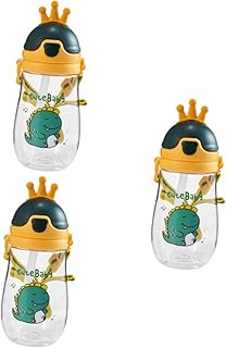 ibasenice 3 Peças Copo Com Canudinho De Coroa Copo Com Canudinho De Silicone Copo Infantil Com Canudo Garrafa De Água Infantil Garrafa De Água Fofa Garrafa De Água Infantil Garrafa De Água