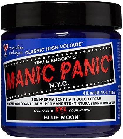 MANIC PANIC Classic Blue Moon Semi Permanent Hair Color - Neon Cool Blue Hair Dye for Women & Men That Lasts 4-6 Weeks - Vegan, Ammonia & Cruelty-Free - Create & Mix Custom Shades (4oz)