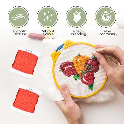 Image of Embroidery Floss Kit and Refills - Cotton Threads - DMC Color Coding for Cross Stitch, String Crafts, Friendship Bracelets