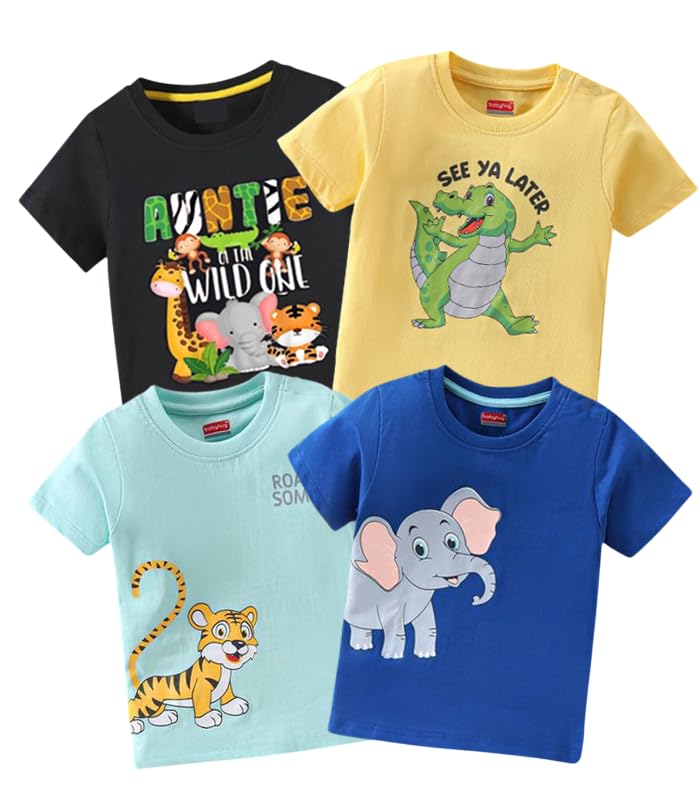 The Boys and Girls Printed Round Neck Regular Fit Half Sleeve Cotton Blend T-Shirt-image-40