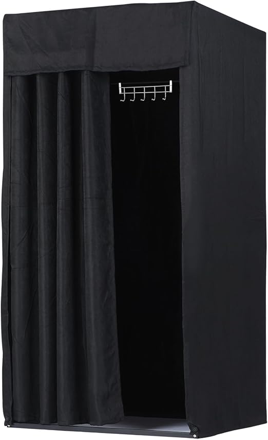 uxcell Fitting Room, 39x39x78 inch Clothing Store Fitting Room with Shading Curtain, Portable Changing Room for Clothing Shop Shopping Centre Office, Black