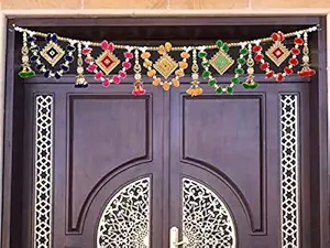 CraftVatika Diwali Special Toran for Door Diya Design Toranam for Diwali Decoration Color Toran for Pooja Room Bandarwal Pompom Bandhanwar (Size 38 Inches x 6 Inches)