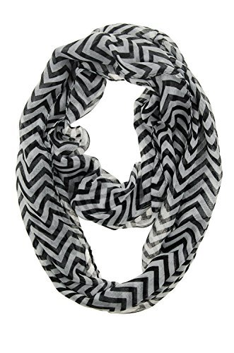 WearWide Womens Soft Chevron Design Fashion Loop Infinity Scarf for Holiday Gift - Black/White2