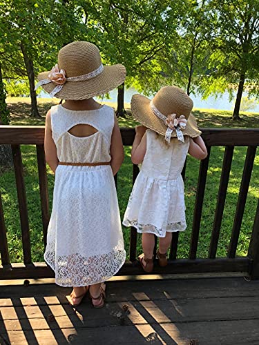 Bienvenu Little Girl Kids Summer Straw Hat Wide Brim Floppy Beach Sun Visor Hat2